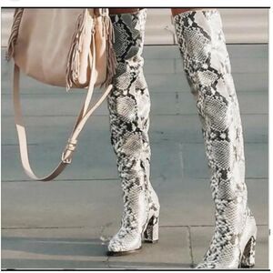 Alias Mae real leather snake skin embossed over the knee boots, size 37 (US7)